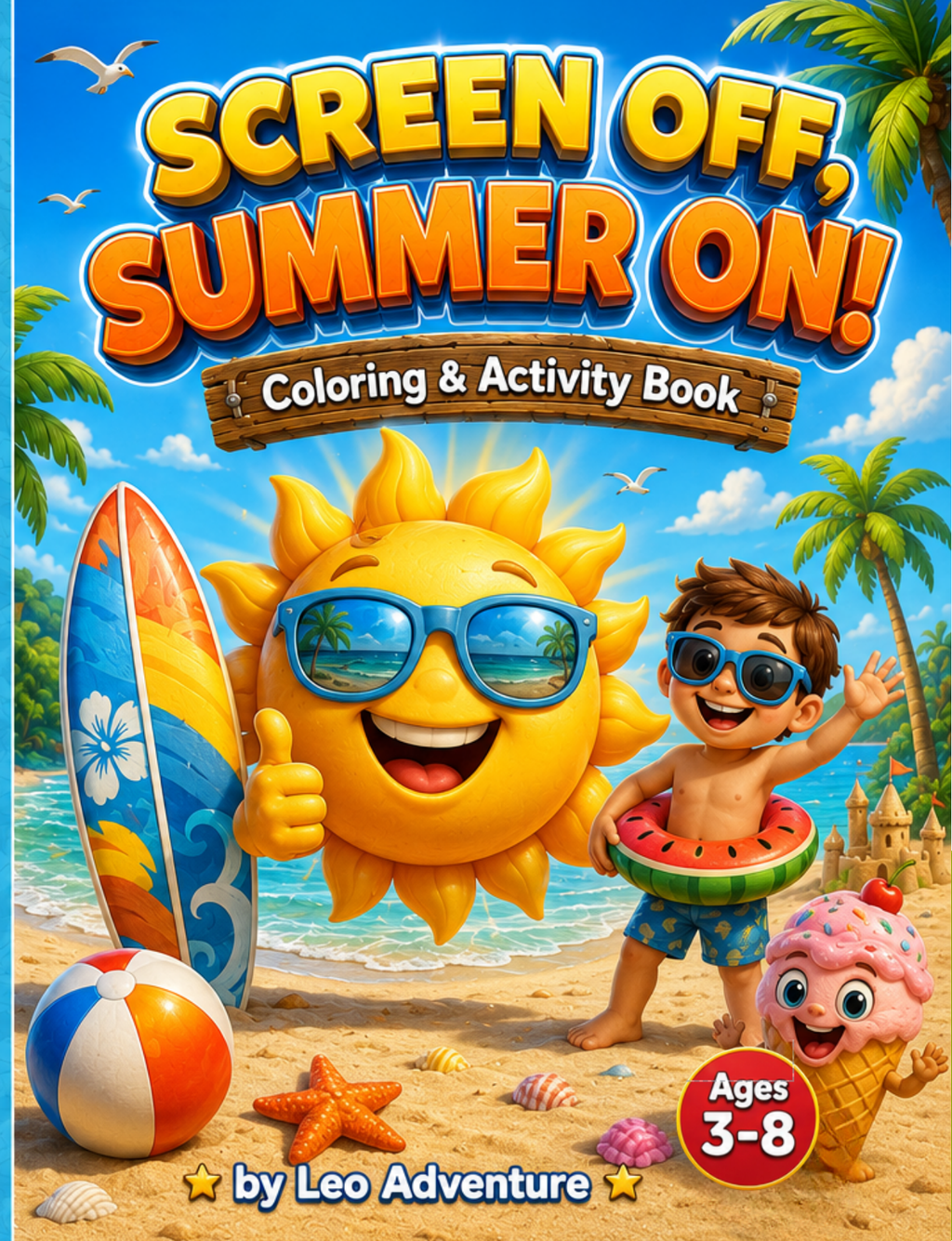 Screen Off, Summer ON! cover â€” sun and beach